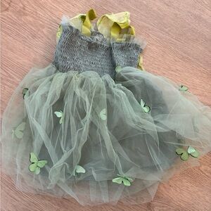 Green Tulle Dress with Butterfly Accents Baby Fairy Dress